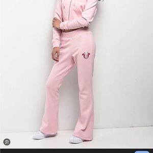 NWOT True Religion X Playboy Bunny Blush Pink Bootcut Sweats